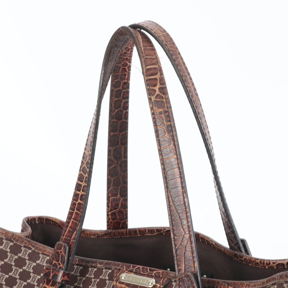 極美品 セリーヌ マカダム クロコダイル エンボス レザー トート