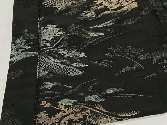 平和屋着物＃羽織　寿光織　風景文　黒地　金銀糸　正絹　逸品　CABF1337in 平和屋着物＃羽織 寿光織 風景文 黒地 金銀糸 正絹 逸品 CABF1543in