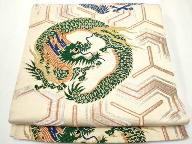 平和屋着物 アンティーク 大正ロマン 六通柄京 本袋帯 龍 金銀糸 正絹 hy