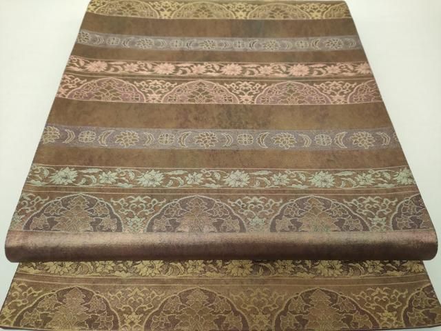 平和屋着物●六通柄袋帯　名物裂間道　金糸　引箔　正絹　逸品　DAAZ0049ps 平和屋着物○六通柄袋帯 名物裂間道 金糸 引箔 正絹 逸品