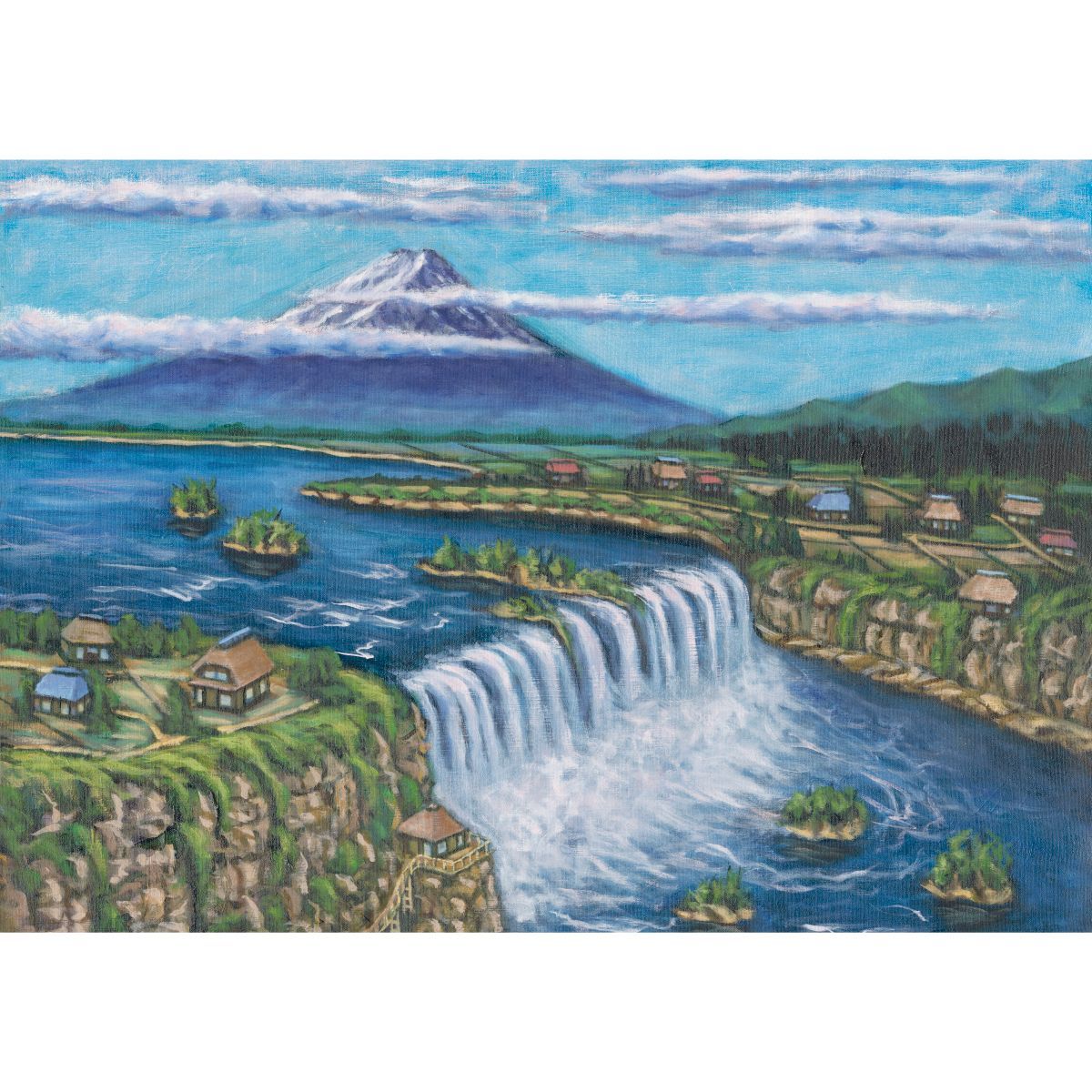 大滝と富士山 銭湯画 B お風呂ポスター 防水ポスター