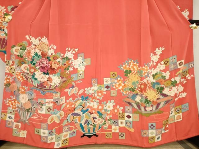  平和屋着物●アンティーク 大正ロマン 振袖 飾花文 正絹 ck 振袖 着物