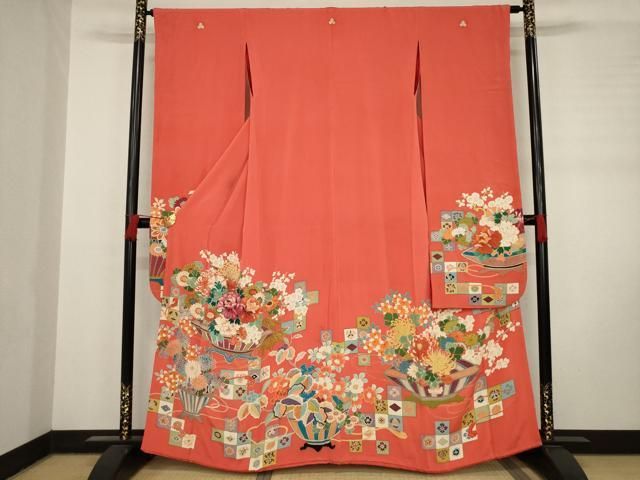 平和屋着物●アンティーク 大正ロマン 振袖 飾花文 正絹 ck