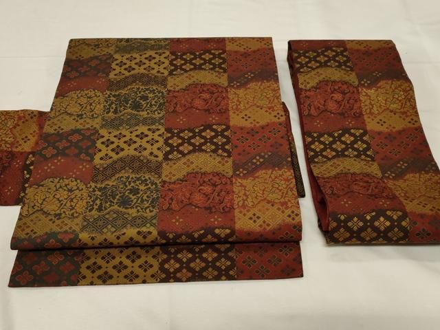 平和屋着物●つけ帯 花唐草文 正絹 dy