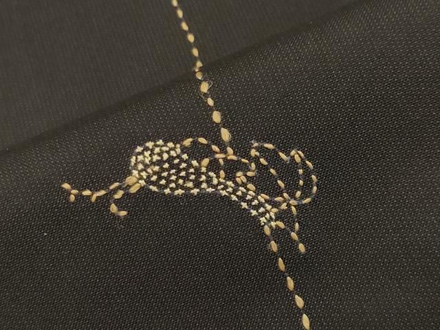 平和屋着物○本場縞大島紬 総刺繍 刺し子 瓢箪 上村絹織物謹製 やまと