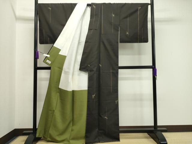 平和屋着物○本場縞大島紬 総刺繍 刺し子 瓢箪 上村絹織物謹製 やまと