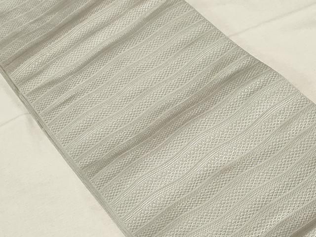 平和屋着物●本場筑前博多織 半幅帯 横段地紋 柳鼠色 正絹 dy