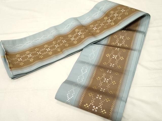 平和屋着物●本場筑前博多織 半幅帯 花織 吉祥間道 正絹 ♥ dy