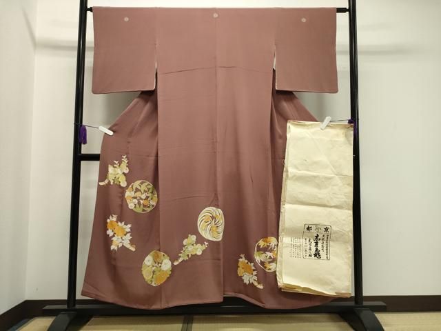 平和屋着物●銀座　志ま亀　色留袖　花丸文　金彩　たとう紙付き　正絹　逸品　CABA1459gh 平和屋着物○銀座 志ま亀 色留袖 花丸文 金彩 たとう紙付き 正絹 逸品