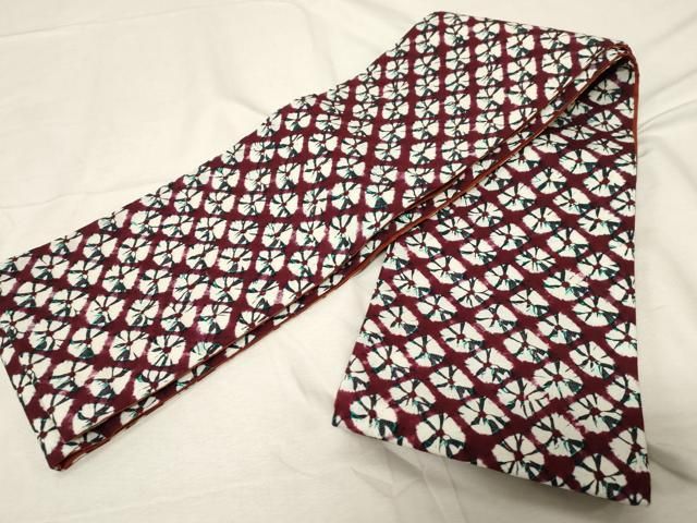 平和屋着物 半幅帯 紬地 蜘蛛絞り 正絹 dy