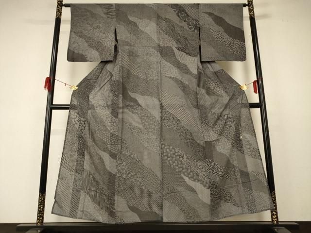 平和屋着物＊夏物 男性 小紋 紗 霞文 AABC9894jd