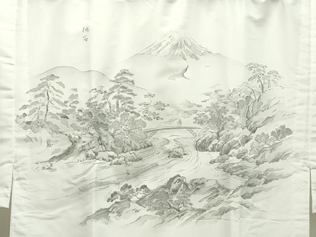 平和屋着物●男性　長襦袢　無双仕立て　手描き　人物風景文　洗える着物　未使用　CABA1470gh 平和屋着物○男性 長襦袢 無双仕立て 手描き 人物風景文 洗える着物 未使用