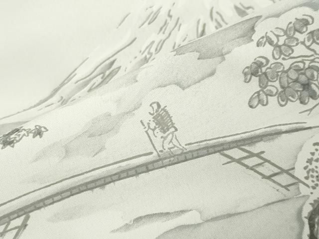 平和屋着物○男性 長襦袢 無双仕立て 手描き 人物風景文 洗える着物 未使用