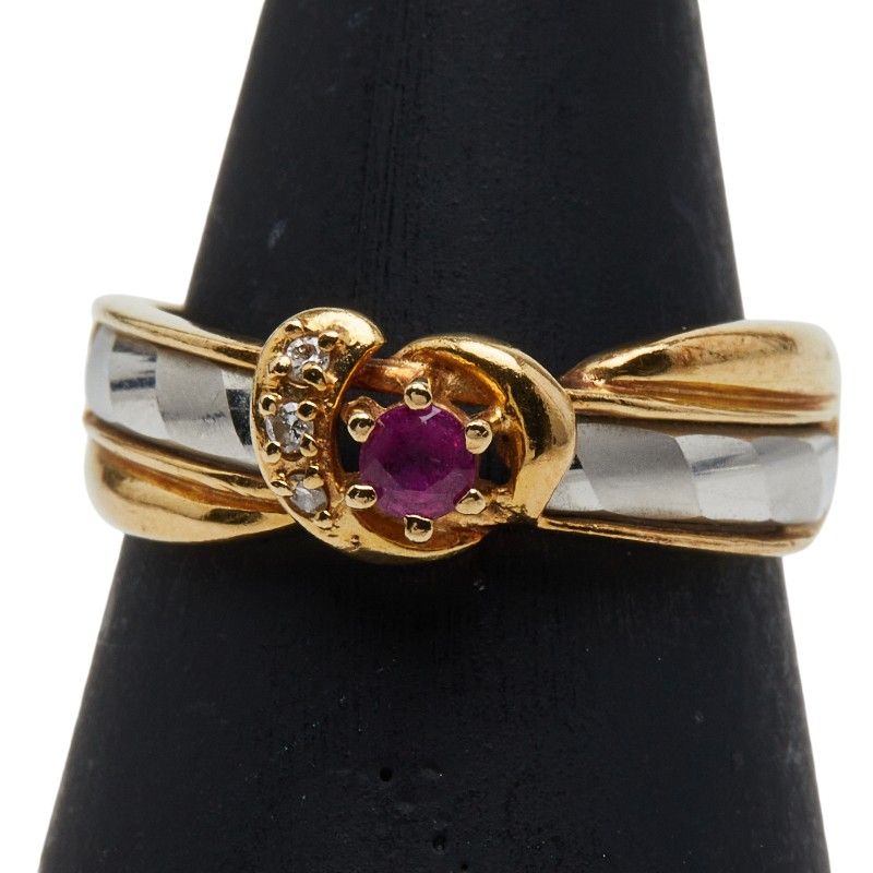 K 18 YG イエローゴールド Pt 900 プラチナ レディース 1-0246554