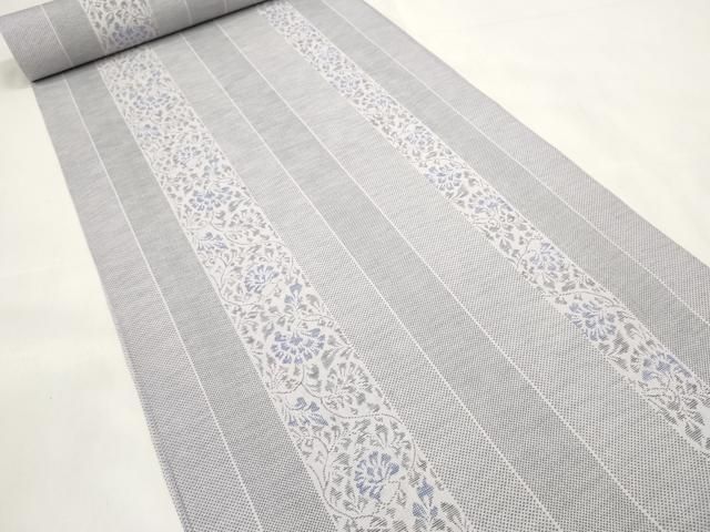 平和屋着物＊夏物 小紋 夏大島 反物 着尺 更紗花唐草間道 さが美扱い 洗える着物 ♥ zzz