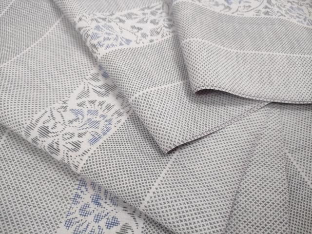  平和屋着物 夏物 小紋 夏大島 反物 着尺 更紗花唐草間道 さが美扱い 洗える着物 zzz 小紋 着物反物