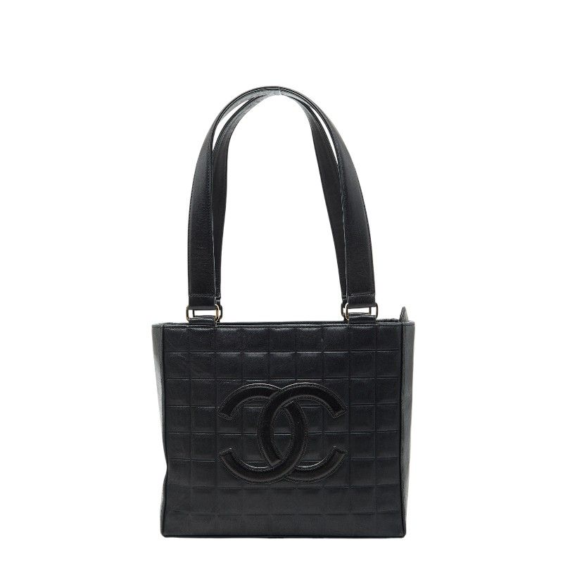 【美品】シャネル　チョコバー　ラムスキン　トートバッグ　ハンドバッグ　黒　451 シャネル チョコバー ココマーク ハンドバッグ トートバッグ ブラック
