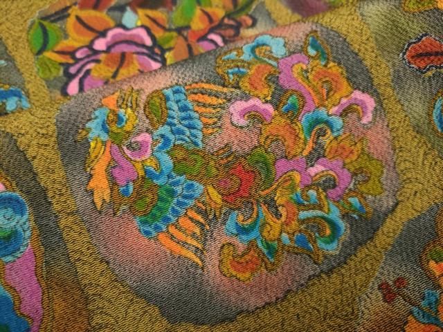 平和屋着物●上質な小紋　鳳凰唐獅子花文　鬼しぼ縮緬　正絹　逸品　未使用　DAAZ5098du 平和屋着物○上質な小紋 鳳凰唐獅子花文 鬼しぼ縮緬 正絹 逸品 未使用