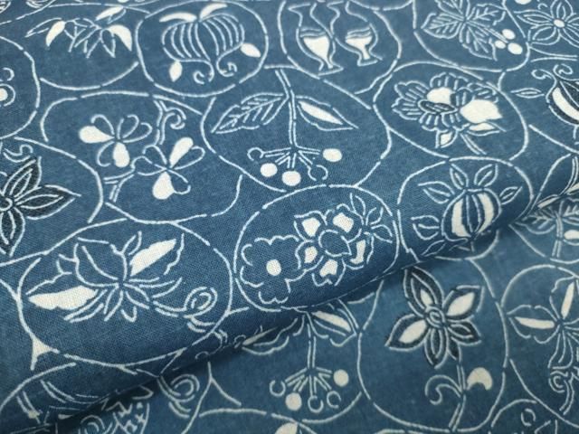 正藍染 陶器花丸文