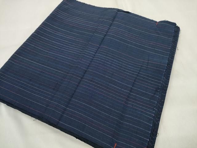 平和屋着物∴夏物 浴衣 反物 着尺 会津縞木綿 証紙付き 綿 ♥ zzz