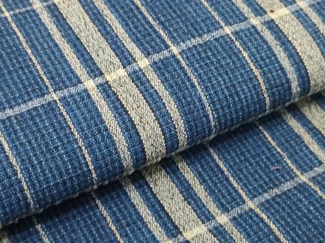 平和屋着物∴夏物 浴衣 反物 着尺 松風縮 紅花 格子柄 綿 zzz