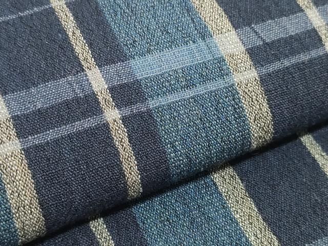 平和屋着物∴夏物 浴衣 反物 着尺 松風縮 格子柄 綿 zzz