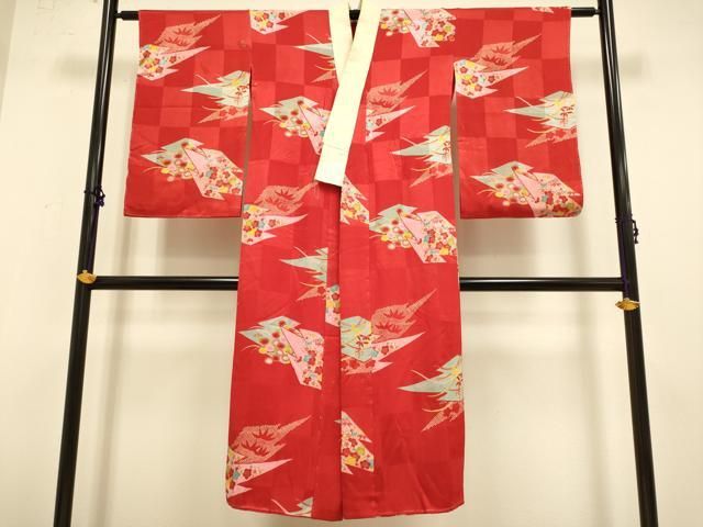 平和屋着物 アンティーク 大正ロマン 長襦袢 袷 松皮菱花文 正絹 du