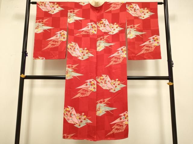 平和屋着物 アンティーク 大正ロマン 長襦袢 袷 松皮菱花文 正絹 du