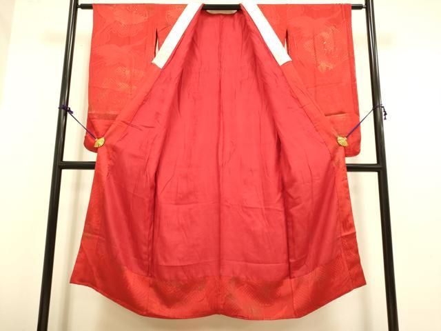 平和屋着物●アンティーク　大正ロマン　長襦袢　袷　飛鶴地紋　金彩　正絹　逸品　DAAZ5111du 平和屋着物○アンティーク 大正ロマン 長襦袢 袷 飛鶴地紋 金彩 正絹