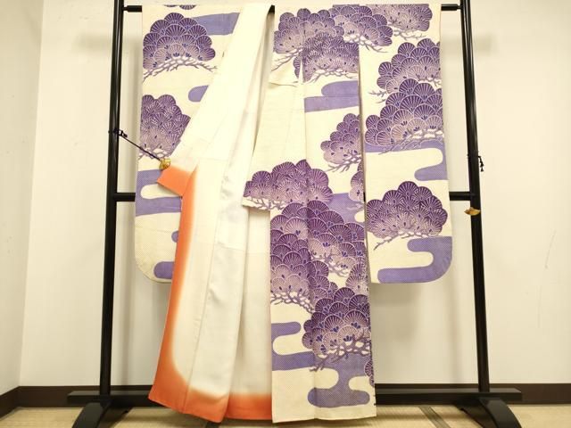 平和屋着物●名門 藤娘きぬたや 総絞り 振袖 エ霞松文 正絹 du