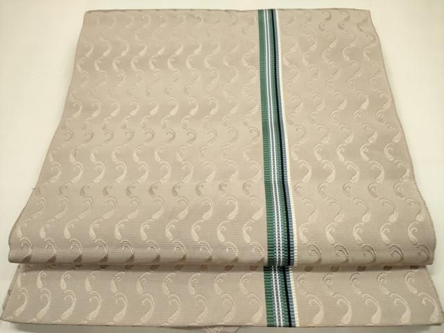 平和屋着物●本場筑前博多織　八寸名古屋帯　抽象間道　正絹　逸品　DAAZ2446op 平和屋着物○本場筑前博多織 八寸名古屋帯 抽象間道 正絹 逸品