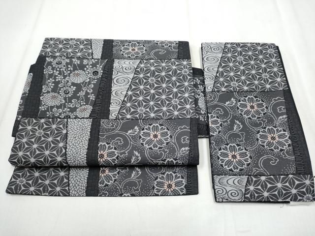 平和屋着物●つけ帯 色紙花文 正絹 hy