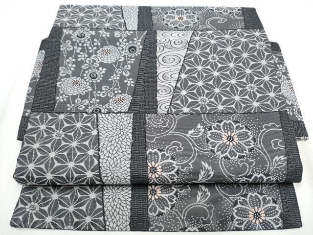 平和屋着物●つけ帯 色紙花文 正絹 hy