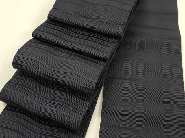 平和屋着物 男性 本場筑前博多織 角帯 よろけ縞 濃藍色 正絹 op