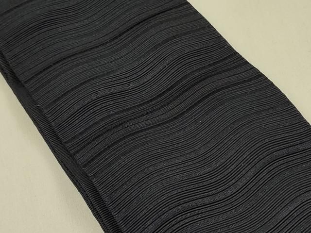 平和屋着物 男性 本場筑前博多織 角帯 よろけ縞 濃藍色 正絹 op