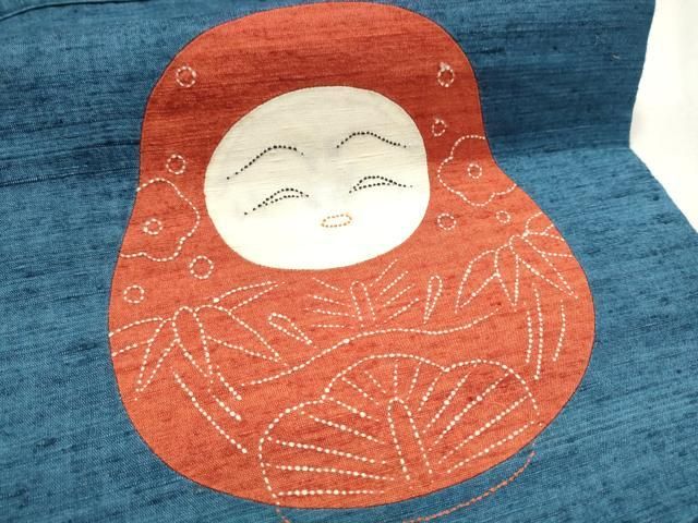  平和屋着物 つけ帯 紬地 刺し子 松竹梅 だるま 正絹 hy 付け帯 作り帯 帯