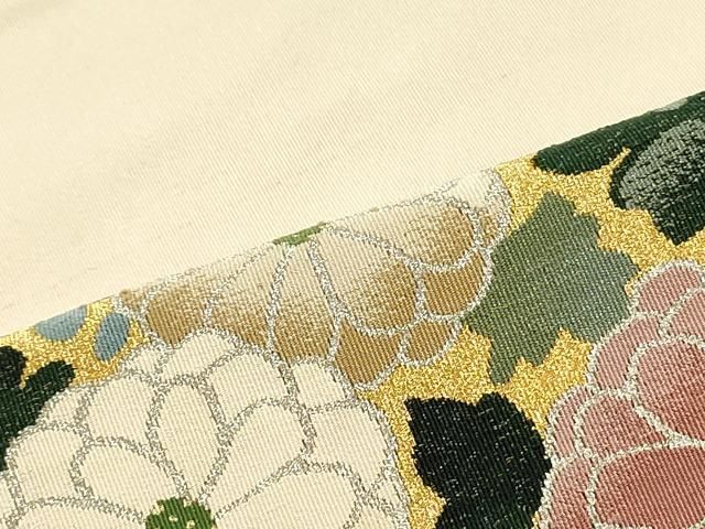 平和屋着物○爪掻き本綴れ 八寸名古屋帯 草花文 金銀糸 共箱付 正絹