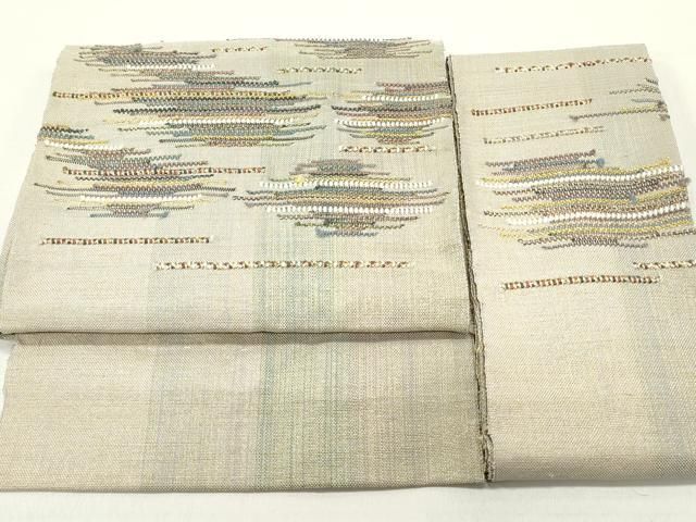 平和屋着物 つけ帯 紬地 横段文 金糸 正絹 ob