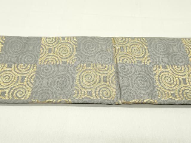  平和屋着物●つけ帯 幾何学変わり市松文 金糸 正絹 ♥ ob 付け帯 作り帯 帯