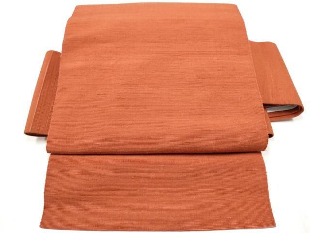 平和屋着物 ワンタッチつけ帯 紬地 赤錆色 正絹 hy