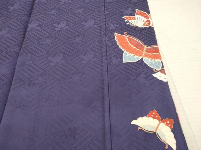  平和屋着物●豪華振袖 作家物 駒刺繍 花蝶文 正絹 ck 振袖 着物