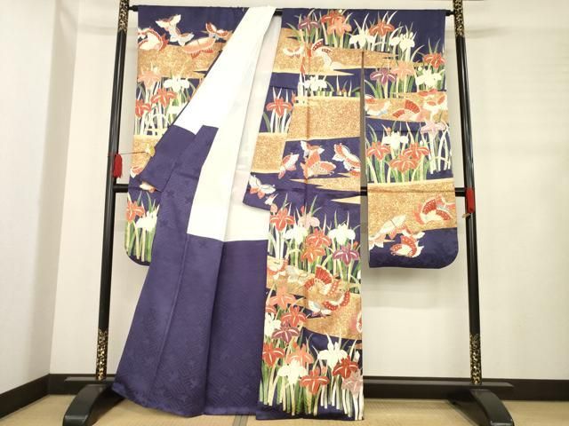 平和屋着物●豪華振袖 作家物 駒刺繍 花蝶文 正絹 ck