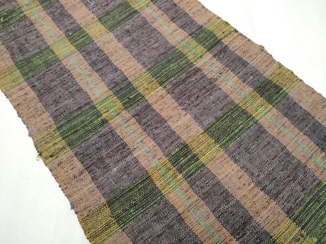 平和屋着物●つけ帯 紬地 格子柄 正絹 hy