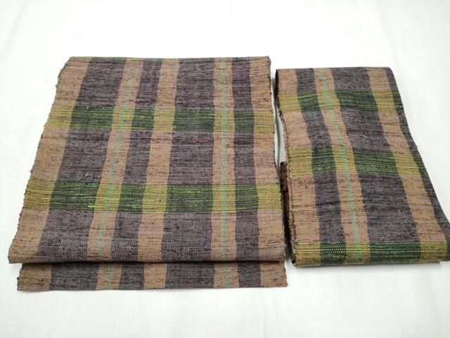 平和屋着物 つけ帯 紬地 格子柄 正絹 hy