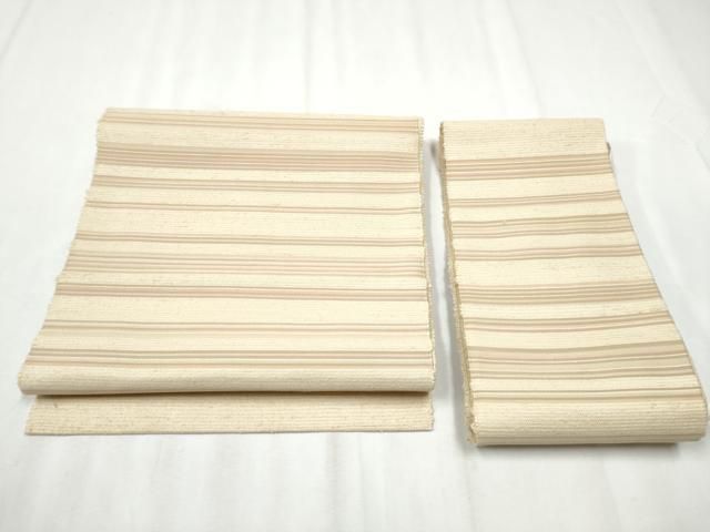 平和屋着物●西陣 川島織物 つけ帯 紬地 横段文 正絹 hy