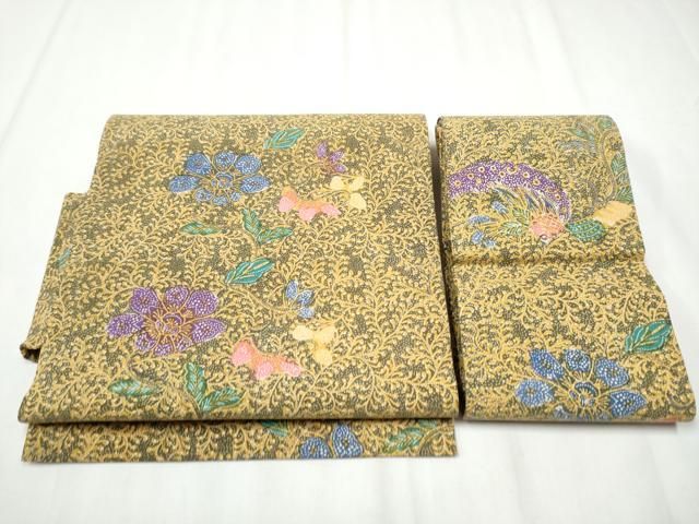 平和屋着物○つけ帯 型染め 花唐草文 綿 逸品 CABA5005hy - メルカリ