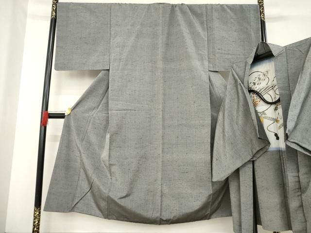 平和屋着物●男性 紬 アンサンブル 霞文 正絹 ck