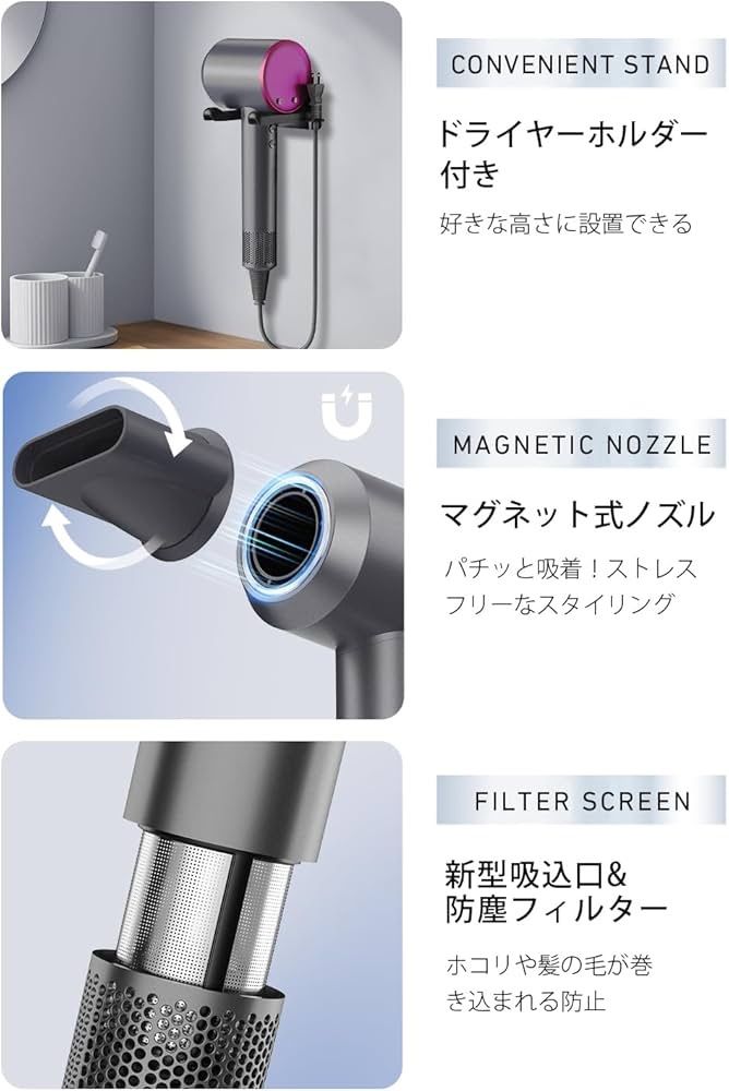 Vovobeo】ドライヤー 大風量 【革新版! 風温可視化】 高濃度マイナス