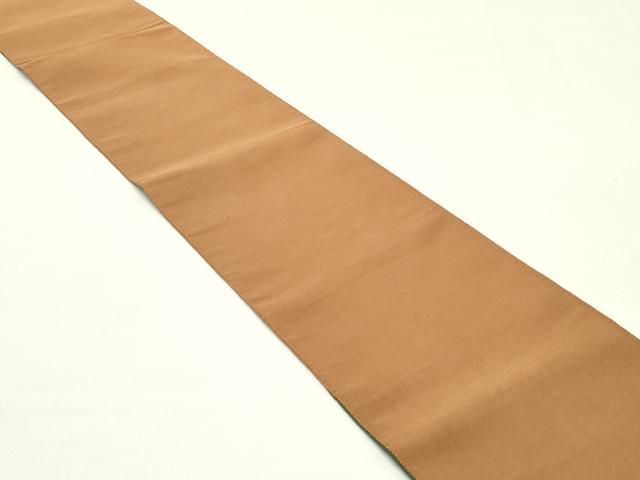 平和屋着物●爪掻き本綴れ 両面 半幅帯 渋紙色 深緑色 正絹 ob