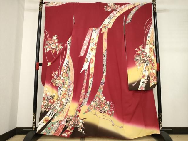 平和屋着物 豪華振袖 蔓帯吉祥花文 暈し染め 金彩 正絹 ck